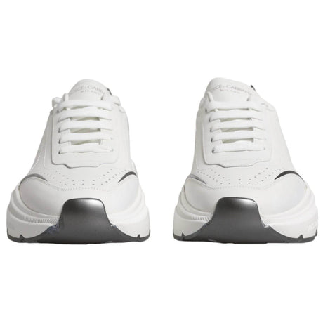 Dolce & Gabbana White Silver DAYMASTER Leather Sneakers Shoes - Hilstor