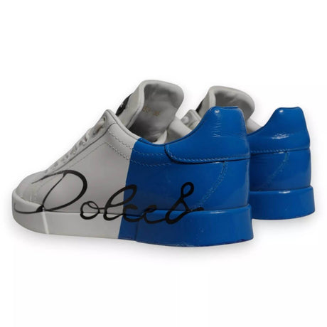 Dolce & Gabbana White Blue Logo Portofino Sneakers Shoes - Hilstor