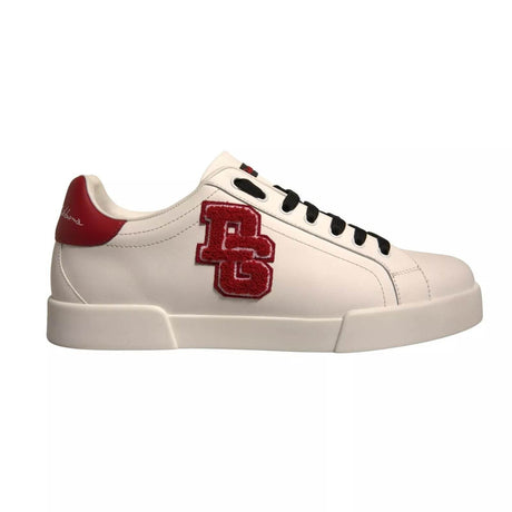 Dolce & Gabbana White Leather DG Logo Low Top Sneaker Shoes - Hilstor