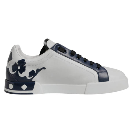 Dolce & Gabbana White Blue Crown Low Top Men Sneakers Shoes - Hilstor