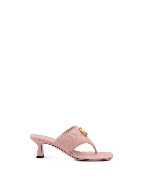 Gucci Mystic Pink Nappa Charlotte Leather Sandals - Hilstor