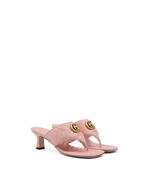 Gucci Mystic Pink Nappa Charlotte Leather Sandals - Hilstor