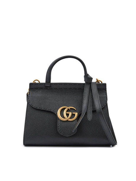 Gucci Black Leather GG Marmont Handbag - Hilstor