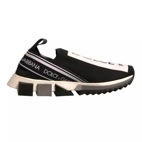Dolce & Gabbana Black White Slip On Sorrento Sneakers Shoes - Hilstor