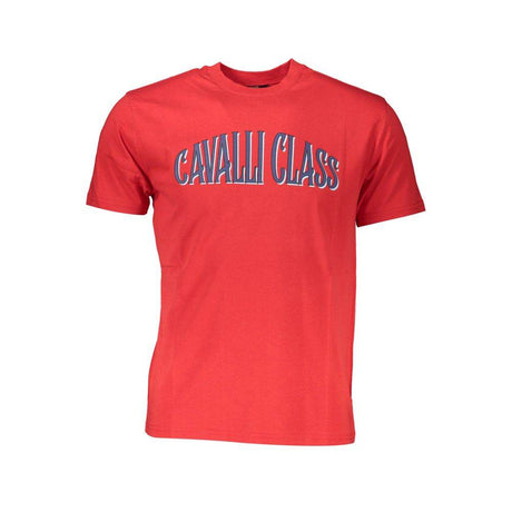 Cavalli Class Red Cotton Men T-Shirt - Hilstor