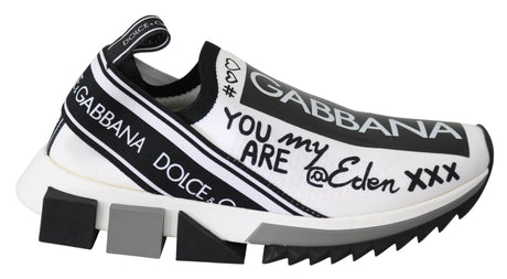 Dolce & Gabbana White Black Slip On Sorrento Sneakers - Hilstor