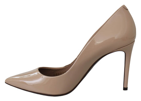 Dolce & Gabbana Beige Patent Leather Stiletto Heel Pumps - Hilstor