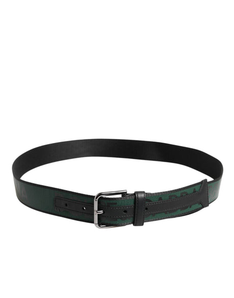 Dolce & Gabbana Green Black Polyester DG Logo Buckle Belt - Hilstor
