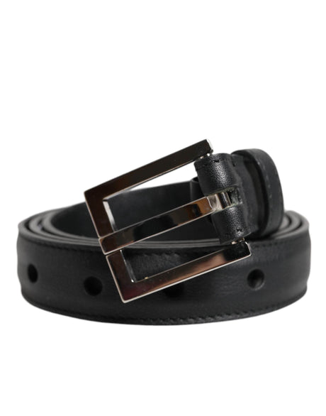 Dolce & Gabbana Black Classic Calfskin Leather Buckle Belt - Hilstor