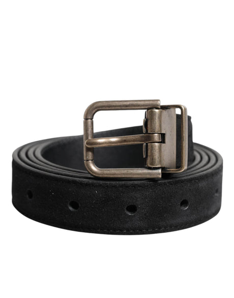 Dolce & Gabbana Black Calf Leather Classic Metal Buckle Belt - Hilstor