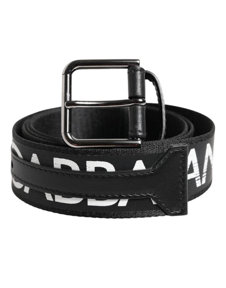 Dolce & Gabbana Black White DG Logo Brass Metal Buckle Belt - Hilstor