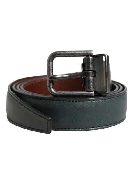 Dolce & Gabbana Green Classic Leather Metal Buckle Belt - Hilstor