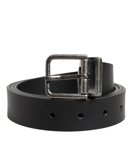 Dolce & Gabbana Black Classic Leather Metal Buckle Belt - Hilstor