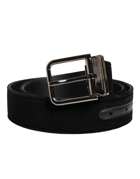 Dolce & Gabbana Black Cotton Silver Metal Buckle Belt - Hilstor