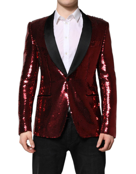 Dolce & Gabbana Red SICILIA Sequin Embellish Blazer Jacket - Hilstor