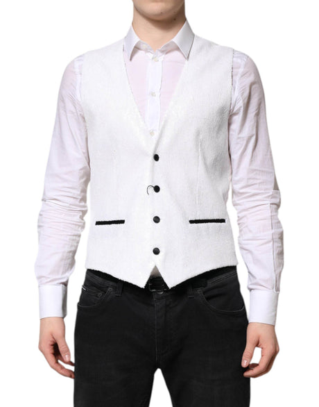 Dolce & Gabbana White Sequined Dress Formal Waistcoat Vest - Hilstor