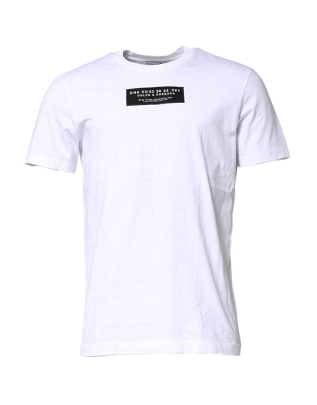 Dolce & Gabbana White Cotton Logo Patch Crew Neck T-shirt - Hilstor