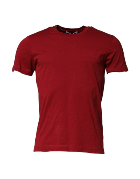 Dolce & Gabbana Red Cotton Short Sleeves Crew Neck T-shirt - Hilstor