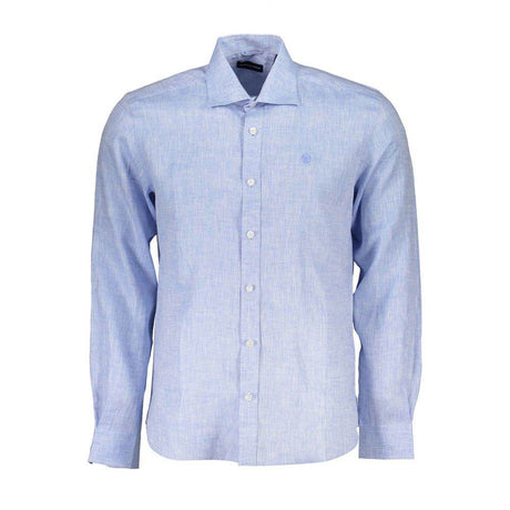 North Sails Light Blue Linen Men Shirt - Hilstor