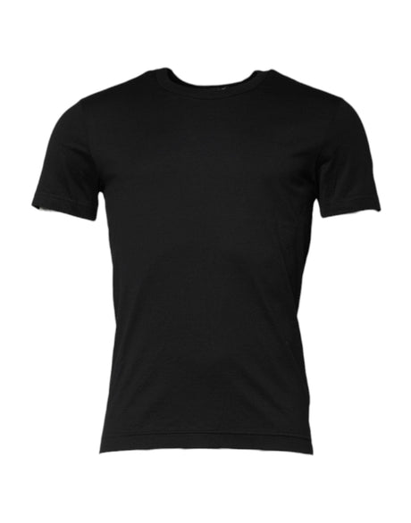 Dolce & Gabbana Black Cotton Short Sleeves Round Neck T-shirt - Hilstor