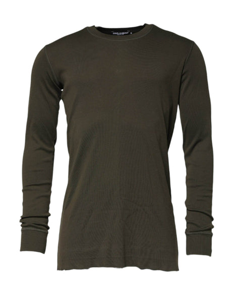 Dolce & Gabbana Dark Green Long Sleeves Crew Neck T-shirt - Hilstor