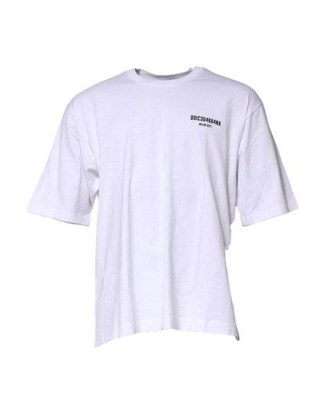 Dolce & Gabbana White Cotton Logo Print Crew Neck T-shirt - Hilstor