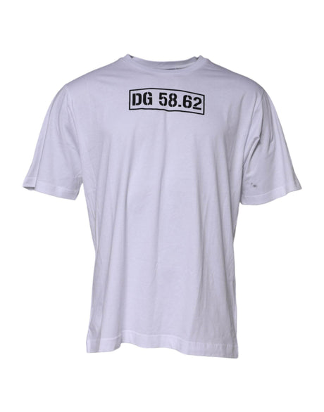 Dolce & Gabbana White Cotton Logo Print Crew Neck T-shirt - Hilstor