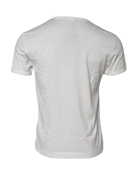 Dolce & Gabbana White Cotton DG Crown Embossed T-shirt - Hilstor