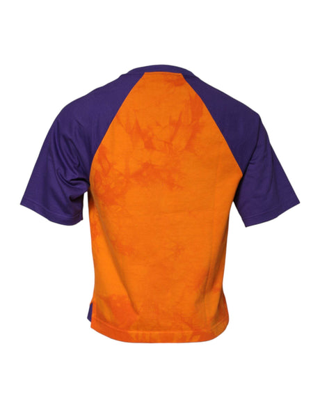 Dolce & Gabbana Orange Purple Printed Round Neck T-shirt - Hilstor