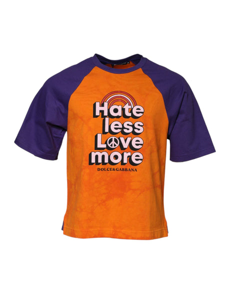 Dolce & Gabbana Orange Purple Printed Round Neck T-shirt - Hilstor