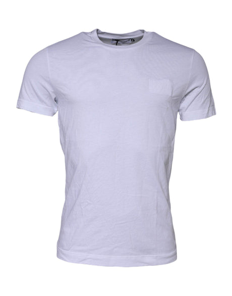 Dolce & Gabbana White Cotton Logo Patch Crew Neck T-shirt - Hilstor
