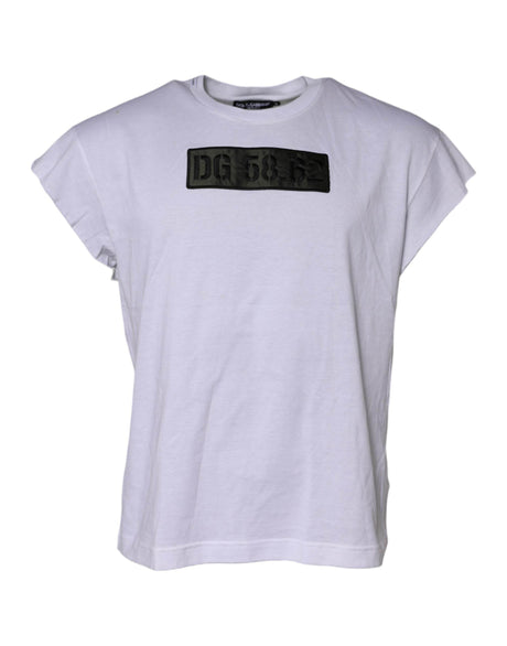 Dolce & Gabbana White Logo Embroidery Round Neck T-shirt - Hilstor