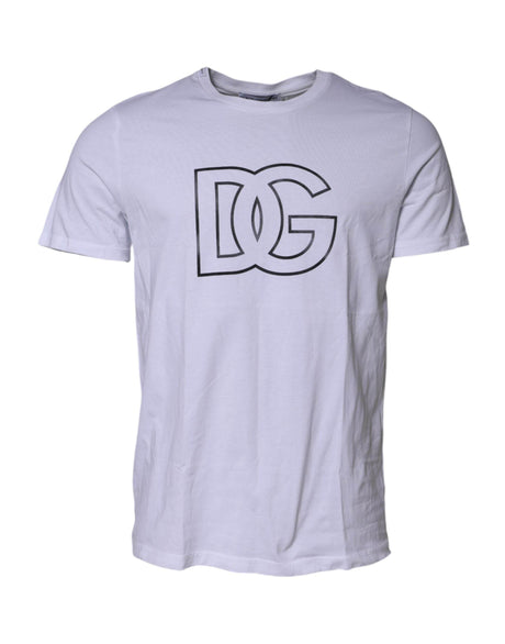 Dolce & Gabbana White DG Logo Print Short Sleeves T-shirt - Hilstor