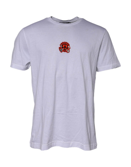 Dolce & Gabbana White DG LOVE Patch Short Sleeves T-shirt - Hilstor