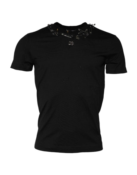 Dolce & Gabbana Black Logo Embellish Short Sleeves T-shirt - Hilstor