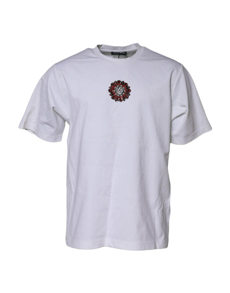 Dolce & Gabbana White Logo Embellish Short Sleeves T-shirt - Hilstor