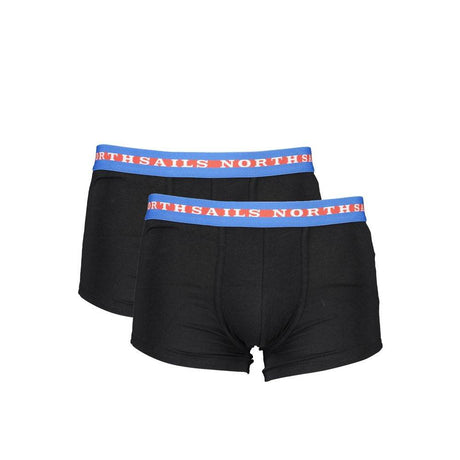 North Sails Black Cotton Men Boxer Pair - Hilstor