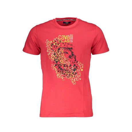 Cavalli Class Red Cotton Men T-Shirt - Hilstor