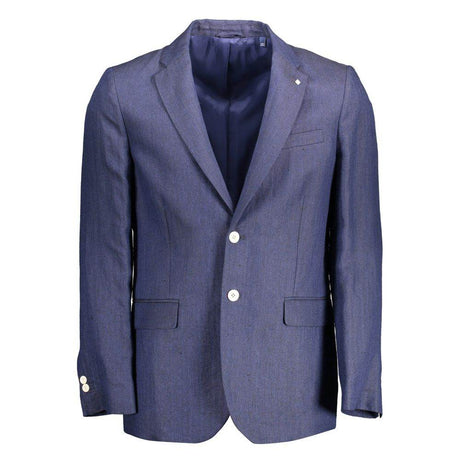 Gant Blue Linen Men Jacket - Hilstor