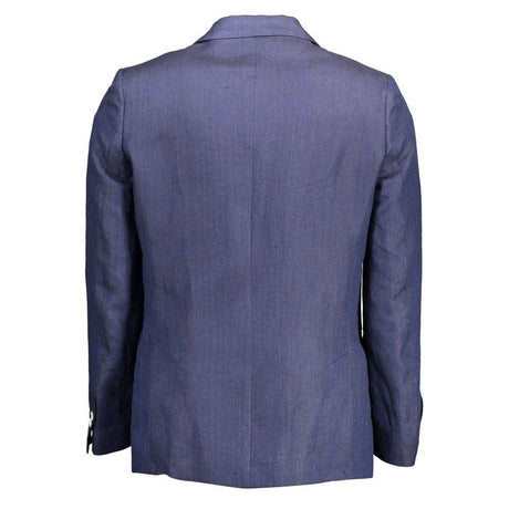 Gant Blue Linen Men Jacket - Hilstor