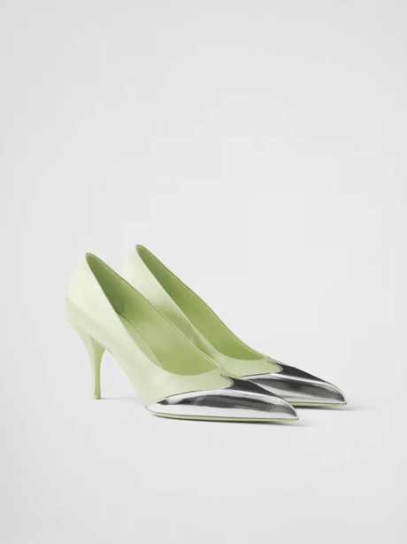 Prada Satin And Metallic Leather Pumps - Hilstor