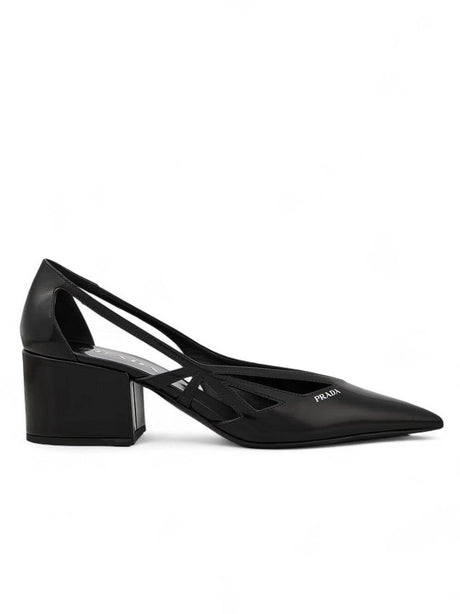 Prada Black Leather Cut-Out Pumps 55 - Hilstor