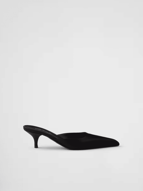 Prada Black Satin Sabot - Hilstor