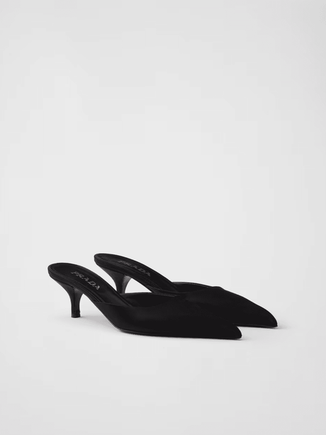 Prada Black Satin Sabot - Hilstor