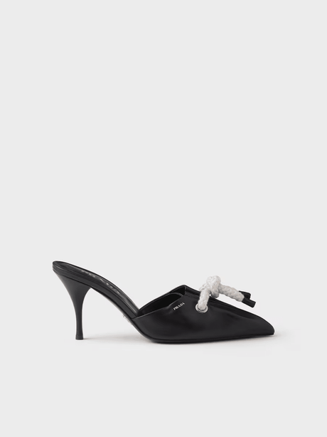 Prada Black Nappa Leather Rope Detail Sandals - Hilstor