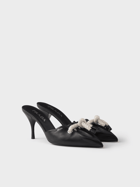 Prada Black Nappa Leather Rope Detail Sandals - Hilstor