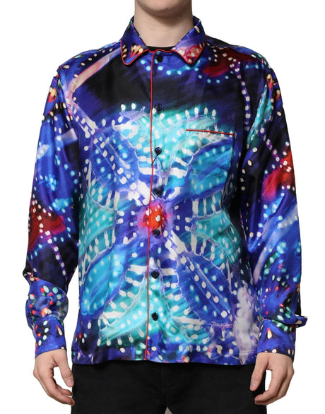 Dolce & Gabbana Multicolor Printed Silk Lounge Casual Shirt - Hilstor