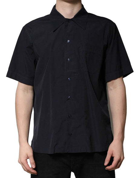 Dolce & Gabbana Dark Blue Cotton Short Sleeves Casual Shirt - Hilstor