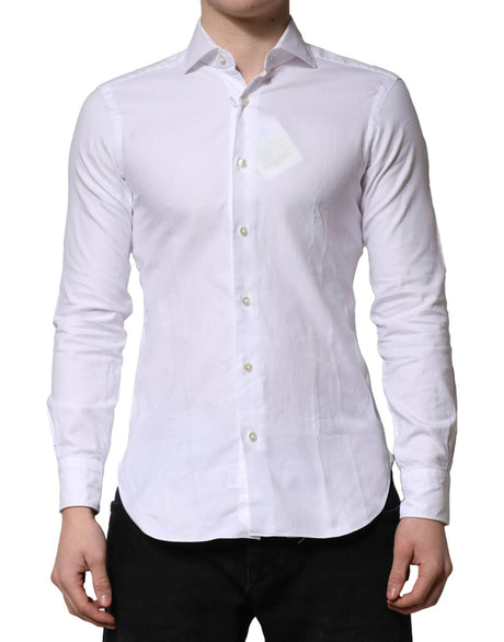 Barba Napoli White Long Sleeves Collared Dress Formal Shirt - Hilstor