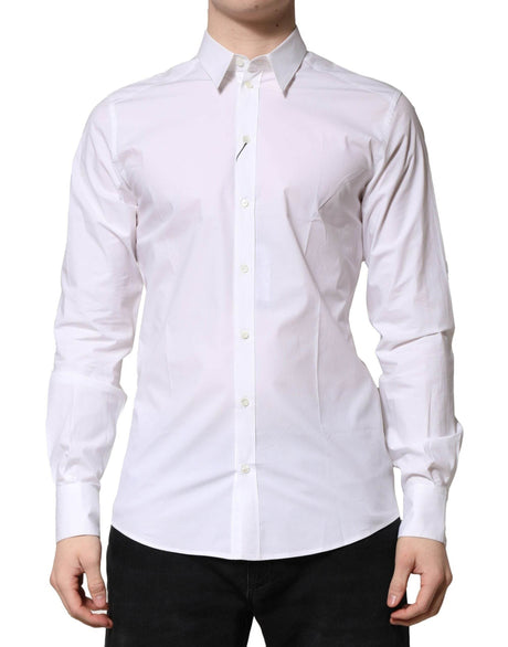 Dolce & Gabbana White Cotton Long Sleeves Dress Formal Shirt - Hilstor